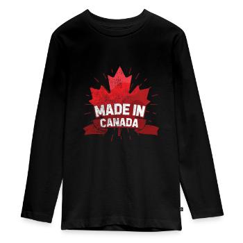 Né au Canada - T-shirt manches longues Premium Ado - noir - Devant - AI Model Kid Female (0cm)