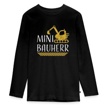 Kinder Bauherr Bagger - Teenager Premium Bio Langarmshirt - Schwarz - Vorne - AI Model Kid Female (0cm)