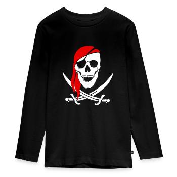 Pirat Totenkopf Schwerte Piraten Geschenke - Teenager Premium Bio Langarmshirt - Schwarz - Vorne - AI Model Kid Female (0cm)