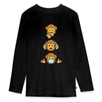 Trois singes sages en 2020 - T-shirt manches longues Premium Ado - noir - Devant - AI Model Kid Female (0cm)