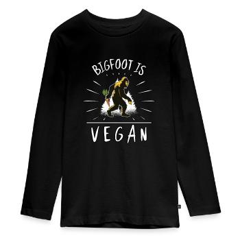 Cadeau Vegan Vegan Bigfoot Yeti - T-shirt manches longues Premium Ado - noir - Devant - AI Model Kid Female (0cm)
