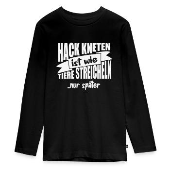 Hack Kneten ist wie Tiere streicheln - Teenager Premium Bio Langarmshirt - Schwarz - Vorne - AI Model Kid Female (0cm)