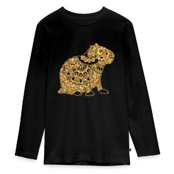 Chemises géométriques Capybara - T-shirt manches longues Premium Ado - noir - Devant - AI Model Kid Female (0cm)