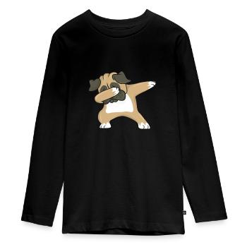 Mops - Teenager Premium Bio Langarmshirt - Schwarz - Vorne - AI Model Kid Female (0cm)