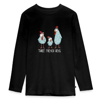 Three french Hens Weihnachten Weihnachtslied - Teenager Premium Bio Langarmshirt - Schwarz - Vorne - AI Model Kid Female (0cm)