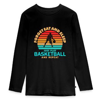 Basketball Free Throw Dunk Three Basketball Player - Teenager Premium Organic Long Sleeve Shirt - black - Front - AI Model Kid Female (0cm)