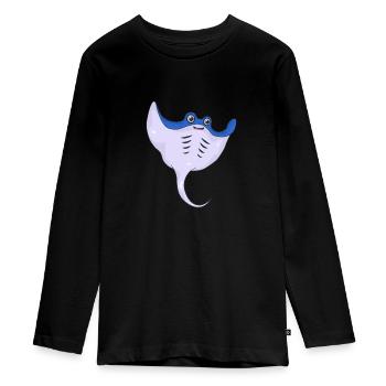 Rochen - Teenager Premium Bio Langarmshirt - Schwarz - Vorne - AI Model Kid Female (0cm)
