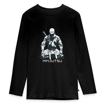Le sport de combat Ninjutsu - T-shirt manches longues Premium Ado - noir - Devant - AI Model Kid Female (0cm)