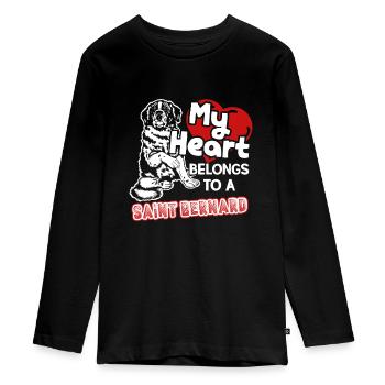 My Heart Belongs To A Saint Bernard - Teenager Premium Organic Long Sleeve Shirt - black - Front - AI Model Kid Female (0cm)