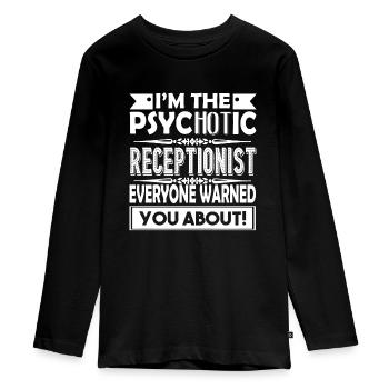 Receptionist Psychotic Receptionist - Teenager Premium Organic Long Sleeve Shirt - black - Front - AI Model Kid Female (0cm)