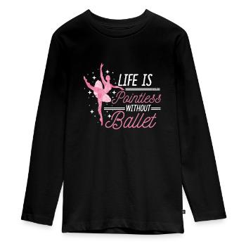Ballet Ballerina Balletttänzerin Tütü Balettschuhe - Teenager Premium Bio Langarmshirt - Schwarz - Vorne - AI Model Kid Female (0cm)