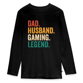 Gamer Papa Mari Jeux Vidéo Fête des Pères Gesc - T-shirt manches longues Premium Ado - noir - Devant - AI Model Kid Female (0cm)