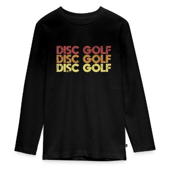 Retro Disc Golf - Teenager Premium Bio Langarmshirt - Schwarz - Vorne - AI Model Kid Female (0cm)