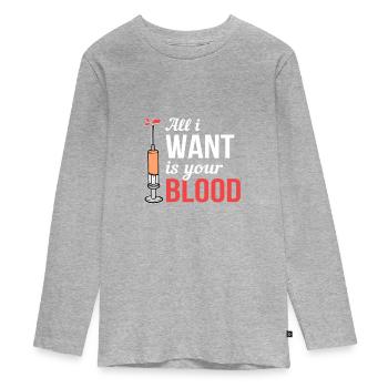 Blutspende Blutspender Krankenschwester Doktor - Teenager Premium Bio Langarmshirt - Grau meliert - Vorne