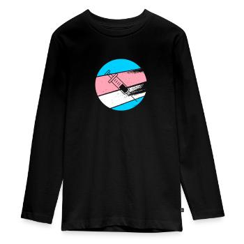 Happy T Day Transgender Testosteron Geschenk Shirt - Teenager Premium Bio Langarmshirt - Schwarz - Vorne - AI Model Kid Female (0cm)