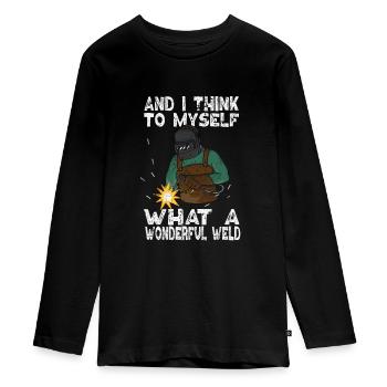 Wonderful Weld Welder ton weld Welding - Teenager Premium Organic Long Sleeve Shirt - black - Front - AI Model Kid Female (0cm)