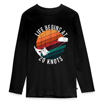 Surfen Kitesurfer Kiteboarden Kiteboard Kitesurf - Teenager Premium Bio Langarmshirt - Schwarz - Vorne - AI Model Kid Female (0cm)