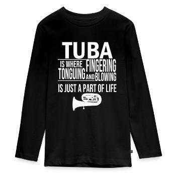 Tuba Musique Instrument Tuba Joueur tuba - T-shirt manches longues Premium Ado - noir - Devant - AI Model Kid Female (0cm)