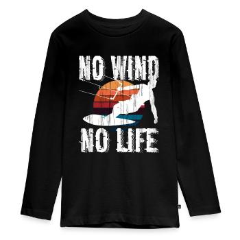 Kitesurfing Kiteboarding Kitesurf Kiteboarder - Teenager Premium Organic Long Sleeve Shirt - black - Front - AI Model Kid Female (0cm)