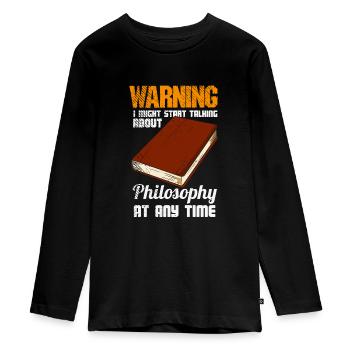 Philosophy Thinker Freethinker Philosopher - Teenager Premium Organic Long Sleeve Shirt - black - Front - AI Model Kid Female (0cm)