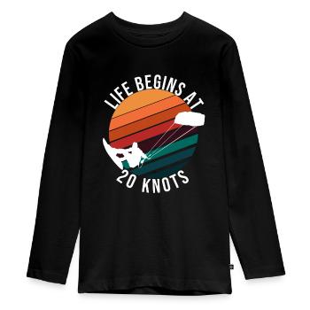 Kitesurfer Kiteboarding Kite Surfer Surfing - Teenager Premium Organic Long Sleeve Shirt - black - Front - AI Model Kid Female (0cm)