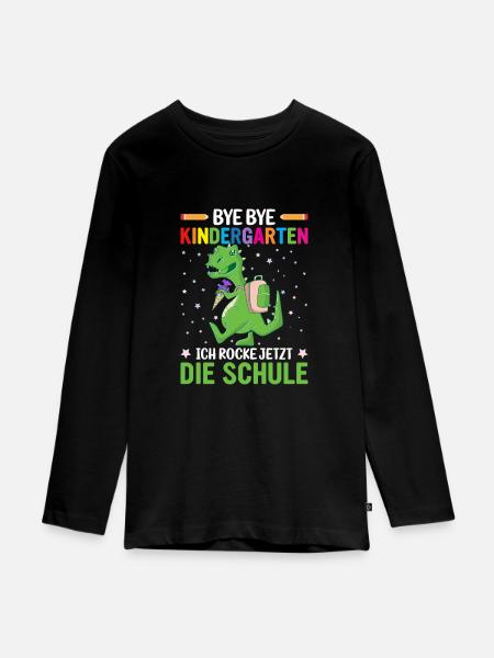 Kindergarten Einschulung Dinosaurier - Teenager Premium Bio Langarmshirt - Schwarz