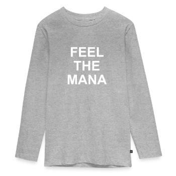 Feel the MANA - Hawaii - Hawaii Motivation - Teenager Premium Bio Langarmshirt - Grau meliert - Vorne