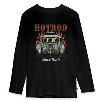 Vintage Hot Rod Old School Vintage - Teenager Premium Bio Langarmshirt - Schwarz - Vorne - AI Model Kid Female (0cm)