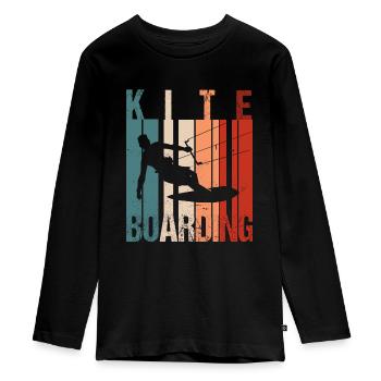 Kiteboarder Vintage Kitesurfing Kitesurfer - Teenager Premium Bio Langarmshirt - Schwarz - Vorne - AI Model Kid Female (0cm)