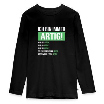 Lustig - Teenager Premium Bio Langarmshirt - Schwarz - Vorne - AI Model Kid Female (0cm)