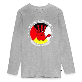 Disparues Femmes indigènes assassinées Native America - T-shirt manches longues Premium Ado - gris chiné - Devant
