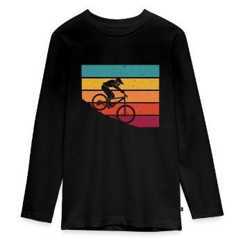 VTT VTT Downhill Retro Amateurs de vélo - T-shirt manches longues Premium Ado - noir - Devant - AI Model Kid Female (0cm)