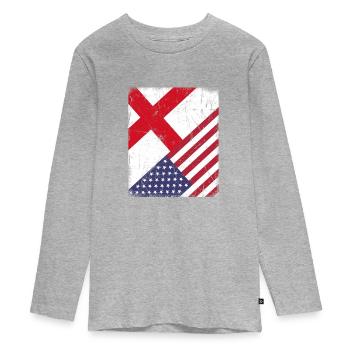 England British American Flag - Teenager Premium Organic Long Sleeve Shirt - heather grey - Front