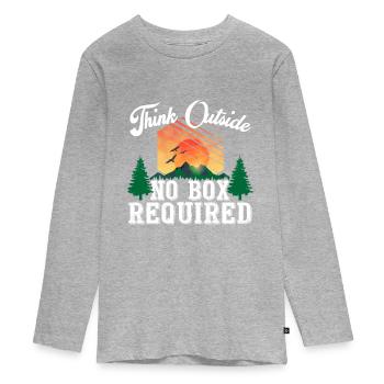 Penser à l’extérieur Aucune case requise - Randonnée en plein air - T-shirt manches longues Premium Ado - gris chiné - Devant