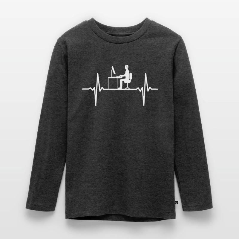 Computer ECG Heartbeat Programmer PC Nerd Pulse Teenager Premium Organic Long Sleeve Shirt