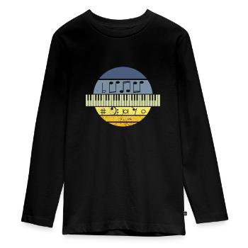 Piano - T-shirt manches longues Premium Ado - noir - Devant - AI Model Kid Female (0cm)