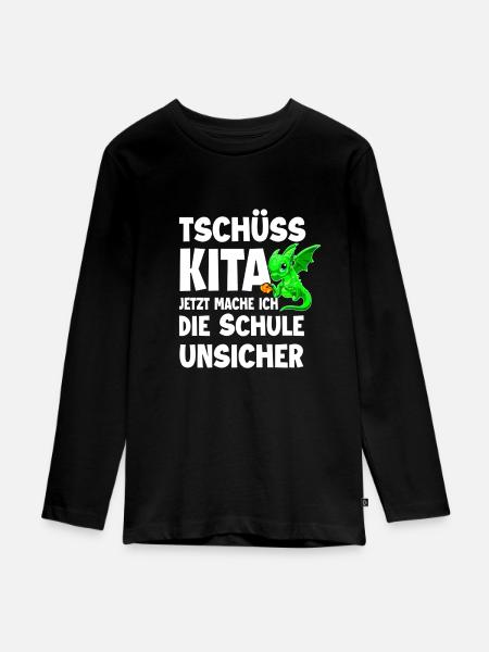 Schulanfang - Teenager Premium Bio Langarmshirt - Schwarz
