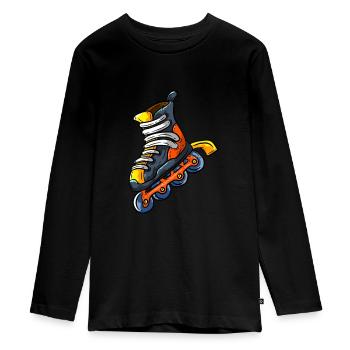 Inliner - Teenager Premium Bio Langarmshirt - Schwarz - Vorne - AI Model Kid Female (0cm)