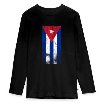Kuba Flagge Cuba Flagge befreit Cuba cubanisch - Teenager Premium Bio Langarmshirt - Schwarz - Vorne - AI Model Kid Female (0cm)