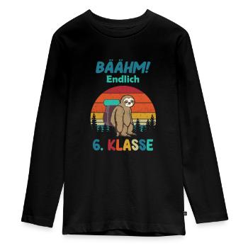 Bäähm 6 Klasse Realschule Gymnasium Schule - Teenager Premium Bio Langarmshirt - Schwarz - Vorne - AI Model Kid Female (0cm)