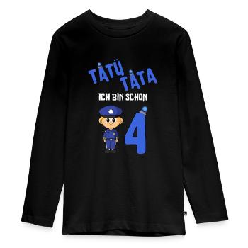 4 Jahre 4. Geburtstag Polizei Kindergeburtstag - Teenager Premium Bio Langarmshirt - Schwarz - Vorne - AI Model Kid Female (0cm)