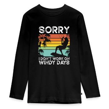 Kiteboarding windy Days Beach Wind Kite Surfing - Teenager Premium Organic Long Sleeve Shirt - black - Front - AI Model Kid Female (0cm)