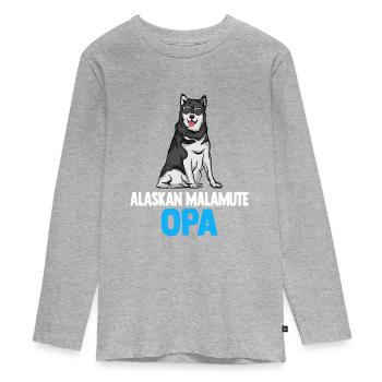 Alaskan Malamute - Teenager Premium Bio Langarmshirt - Grau meliert - Vorne