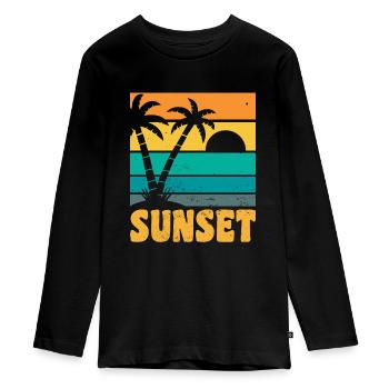 Sunset Retro Style - T-shirt manches longues Premium Ado - noir - Devant - AI Model Kid Female (0cm)