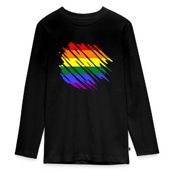 Drapeau arc-en-ciel LGBT - T-shirt manches longues Premium Ado - noir - Devant - AI Model Kid Female (0cm)