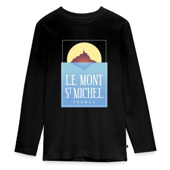 Le Mont St Michel - France - T-shirt manches longues Premium Ado - noir - Devant - AI Model Kid Female (0cm)