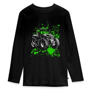 Traktor Shirt Retro Traktor T-Shirt Vintage Bauer - Teenager Premium Bio Langarmshirt - Schwarz - Vorne - AI Model Kid Female (0cm)