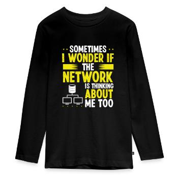 Network Engineer Server Engineering Cloud Networks - Teenager Premium Organic Long Sleeve Shirt - black - Front - AI Model Kid Female (0cm)