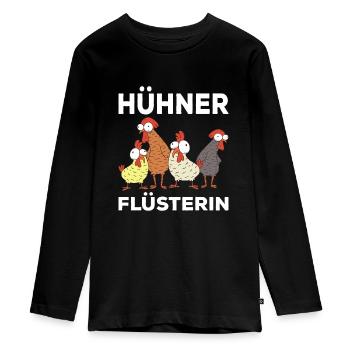 Hühnerflüsterin Huhn Hühnchen Landwirt Hühnerbauer - Teenager Premium Bio Langarmshirt - Schwarz - Vorne - AI Model Kid Female (0cm)