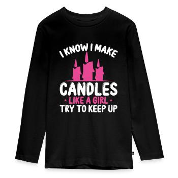 Wax Coloring for Candle Making Candle Maker Wax - Teenager Premium Organic Long Sleeve Shirt - black - Front - AI Model Kid Female (0cm)